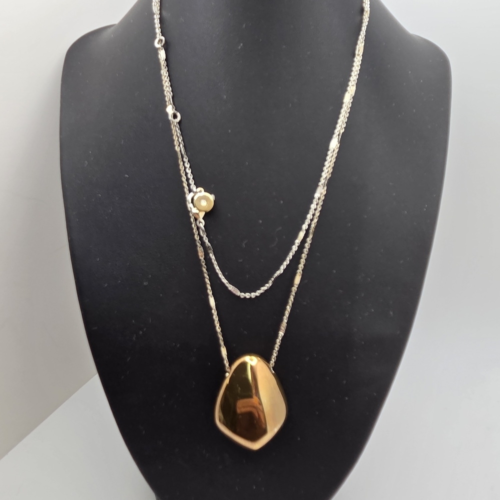 Stella & Dot Chic Gold Tone Ulani Pendant Necklace with Silver Tone Chain